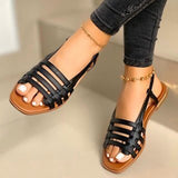 Large-Size Sandals Women's Korean Version Of 2025 New Flat-Soled Single Shoes Spring And Summer Fashion Weaving Beach Shoes HZ0115