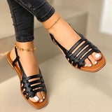 Large-Size Sandals Women's Korean Version Of 2025 New Flat-Soled Single Shoes Spring And Summer Fashion Weaving Beach Shoes HZ0115