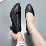 Soft Sole Comfortable Flight Attendant Working Shoes Women's Black Professional Heel Mom Shoes Single-Mouthed Shoes Round Scalp Shoes HZ0115