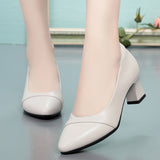 Soft Sole Comfortable Flight Attendant Working Shoes Women's Black Professional Heel Mom Shoes Single-Mouthed Shoes Round Scalp Shoes HZ0115
