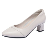 Soft Sole Comfortable Flight Attendant Working Shoes Women's Black Professional Heel Mom Shoes Single-Mouthed Shoes Round Scalp Shoes HZ0115