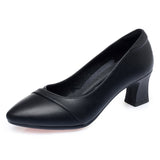 Soft Sole Comfortable Flight Attendant Working Shoes Women's Black Professional Heel Mom Shoes Single-Mouthed Shoes Round Scalp Shoes HZ0115
