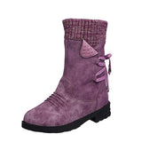 Exploding 2025 Autumn And Winter New Comfortable Low-Heeling Square And Round Head 43 Large Size Mid-Size Women's Boots HZ0115