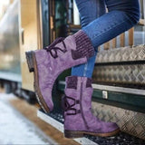 Exploding 2025 Autumn And Winter New Comfortable Low-Heeling Square And Round Head 43 Large Size Mid-Size Women's Boots HZ0115