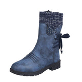 Exploding 2025 Autumn And Winter New Comfortable Low-Heeling Square And Round Head 43 Large Size Mid-Size Women's Boots HZ0115