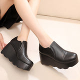 Tightening A Foot Pedaled Women's Shoes Thick Sole Waterproof Slope Heel Single Shoes With Deep Mouth Loose Cake Shoes Ladies Round Head Casual Shoes HZ0115