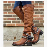 2025Wish New Belt Buckle Boots Women's Boots Coarse And Medium Size 40-43 HZ0115