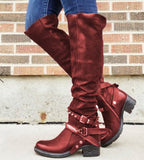 2025Wish New Belt Buckle Boots Women's Boots Coarse And Medium Size 40-43 HZ0115