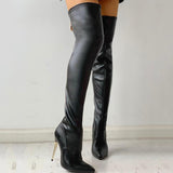 Wish Autumn And Winter New Fashion Solid Color Fine High With Metal After Zipper Over The Knee Boots Woman HZ0115