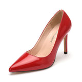 9 Cm Sexy Large-Size Pointed Single Shoes Red Leather Fine Heel Single Shoes Lady Tip Shoes Women's Shoes HZ0115