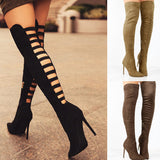New Women's Boots 2025 Fashion Tips Behind The Hollow Height And Large Size 40-43 Women's Boots HZ0115