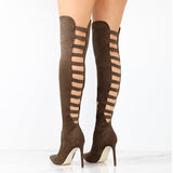 New Women's Boots 2025 Fashion Tips Behind The Hollow Height And Large Size 40-43 Women's Boots HZ0115