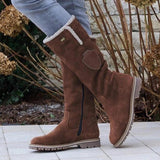 2025 New Long-Winded Snow Boots Side Zipper Tumbling Through The Round Head High-Clinity Lady Large-Size Snow Boots HZ0115
