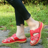 Casual Women's Slippers Summer Large-Size Slope Heel Sandals Hollow Cross Lady Explosion HZ0115