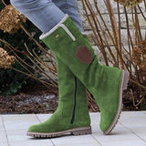 2025 New Long-Winded Snow Boots Side Zipper Tumbling Through The Round Head High-Clinity Lady Large-Size Snow Boots HZ0115