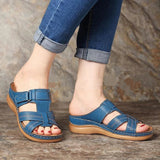 Casual Women's Slippers Summer Large-Size Slope Heel Sandals Hollow Cross Lady Explosion HZ0115