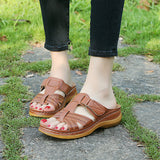 Casual Women's Slippers Summer Large-Size Slope Heel Sandals Hollow Cross Lady Explosion HZ0115