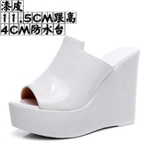Green Comfortable Outside Slope And Slippers Women's Summer Fashion High-Heeling Waterproof Table Thick Bottom Pine Cake Cool Drag And Word Drag HZ0115