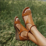 Slope Sandals Women's Large Size Roman Wind 2025 New High-Heeled Sandals HZ0115