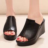 Green Comfortable Outside Slope And Slippers Women's Summer Fashion High-Heeling Waterproof Table Thick Bottom Pine Cake Cool Drag And Word Drag HZ0115