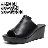Cowskin Waterproof Table Thick Bottom Slippers High Slope And Fitting Room Slippers Ultra-High Heel Night Shop Show Loose Girl Cold Slippers HZ0115