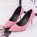 Wishebay Shoes Light-Mouthed Sharp Single Shoes Fine Heel Velvet Large-Size High Heels Women's Shoes HZ0115