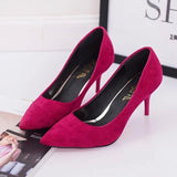 Wishebay Shoes Light-Mouthed Sharp Single Shoes Fine Heel Velvet Large-Size High Heels Women's Shoes HZ0115