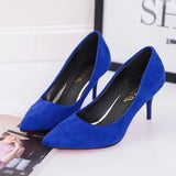 Wishebay Shoes Light-Mouthed Sharp Single Shoes Fine Heel Velvet Large-Size High Heels Women's Shoes HZ0115