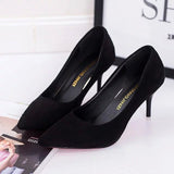 Wishebay Shoes Light-Mouthed Sharp Single Shoes Fine Heel Velvet Large-Size High Heels Women's Shoes HZ0115