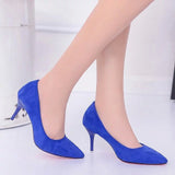 Wishebay Shoes Light-Mouthed Sharp Single Shoes Fine Heel Velvet Large-Size High Heels Women's Shoes HZ0115