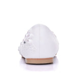 Lace Bridal Shoes Wedding Shoes White Flat Bottom Water Drill Pearl Wedding Shoes Bridesmaids Performance Flat Heel Single Shoes HZ0115
