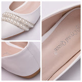 Flat-Soled Wedding Shoes Crystal Shoes Wedding Dress Wedding Dress Comfortable Korean Version Of Tuxed Pearl Water Diamond Dinner White Women Shoes HZ0115