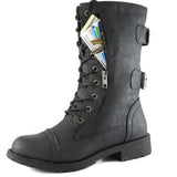 Autumn And Winter New Leather Boots Women Solid Ribbon Zipper Pocket Martin Boots Station Wish HZ0115
