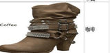 24 Autumn And Winter Fashion Women's Boots Shoes Coarse And High-Heeling Hot-Selling Round Head Short Boots Rivet Water Drill HZ0115
