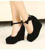 Korean Version Of Large-Size Shoes Heel With A Shallow Mouth With Round Head Red Wedding Shoes High Heel Single Shoes Waterproof Women's Shoes HZ0115