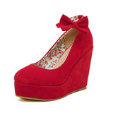 Korean Version Of Large-Size Shoes Heel With A Shallow Mouth With Round Head Red Wedding Shoes High Heel Single Shoes Waterproof Women's Shoes HZ0115