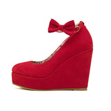 Korean Version Of Large-Size Shoes Heel With A Shallow Mouth With Round Head Red Wedding Shoes High Heel Single Shoes Waterproof Women's Shoes HZ0115