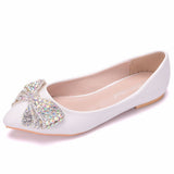 Fashion New Summer Autumn Korean Version Of AB Water Drill Women's Shoes Bow Head Shallow Single Shoes Women's Flat Shoes HZ0115