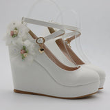 Slope Heel Single Shoes Waterproof Slope Heel Shoes Crossed Slope Heel Women's Shoes Round Head W13 HZ0115