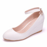 Dwarf Heel Sexy Pedicles Thin High Heels Women's Shoes Slope Heel High Heel Leisure Shallow Buckle Round Head Single Shoes HZ0115