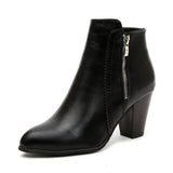 Leather Boots Fashion Coarse And Short Boots Large Size Women's Shoes 40-43 Yards Zipper Decorated High Heel Martin Boots Women HZ0115