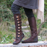 Wish2025 Autumn/Winter New Fan Low Square Zipper Big Button Metal Decoration Women's Boots HZ0115