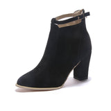 2025 Autumn And Winter Short Boots Single Boots British Wind Coarse Heel High-Heeled Shoes Boots After The Zipper Large Size Martin Boots HZ0115