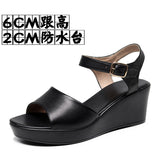 White Toe-Word High Heels 8CM Slope And Women's Waterproof Table Comfortable Loose Cake 33-43 Black Hollow Sandals HZ0115