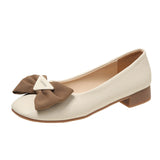 Square Single-Shoe Women's One-Legged Shallow Women's Shoes 2025 Autumn New Evening Wind French Bow Bean Shoes HZ0115