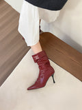 Gentle And Fashionable! Milk White Tip Wrinkles High And Short Boots Women Autumn Piles Of Thin Boots HZ0115