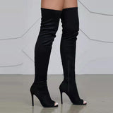 Xiyin New Lady Over Knee Boots Side Zipper Fish Mouth High Fine And Large Size Over Knee Elastic Boots HZ0115