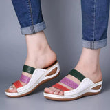 Women's Sandals 2025 Summer New Slope And Spell One-Word Women's Sandals Wish HZ0115