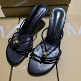 ZA Home 2025 Summer New Fine-Heeled Women's Shoes Sweet Fashion Love Water Drill Buckle And Cool Slippers HZ0115