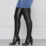Autumn And Winter New Sexy Pointy Side Zipper High Coarse And Large Size Over Knee Boots Woman HZ0115